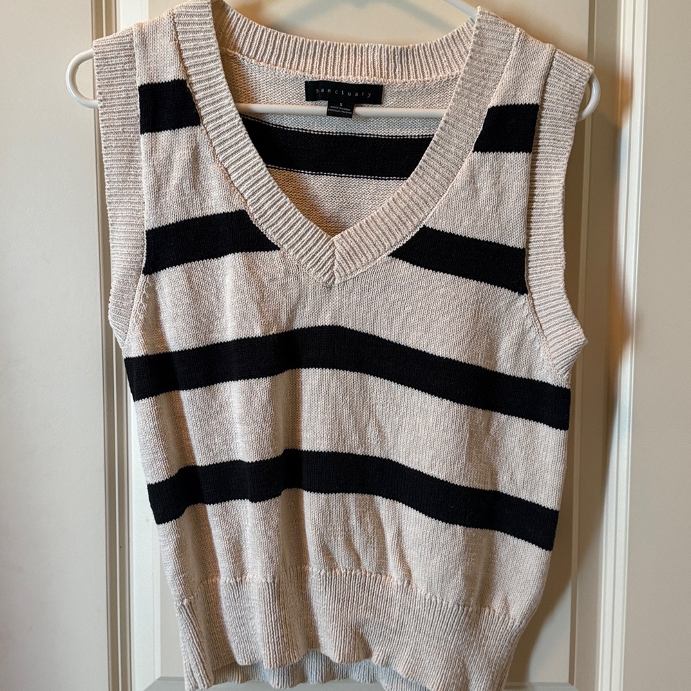 Sanctuary Black and Cream Knit Sweater Top